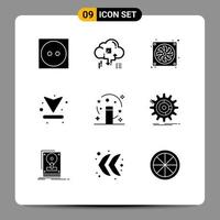 9 User Interface Solid Glyph Pack of modern Signs and Symbols of magic up share arrows hardware Editable Vector Design Elements