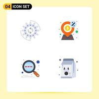 Pictogram Set of 4 Simple Flat Icons of management present task finance engine Editable Vector Design Elements