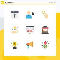 Pack of 9 creative Flat Colors of shop error finger computer dollar Editable Vector Design Elements