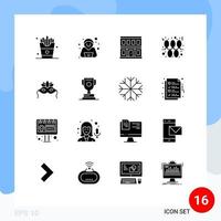 Modern Set of 16 Solid Glyphs and symbols such as venetian mask door holidays christmas Editable Vector Design Elements
