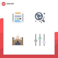 Mobile Interface Flat Icon Set of 4 Pictograms of blueprint aurangabad fort drawing laboratory dhaka Editable Vector Design Elements