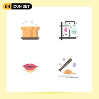 Pictogram Set of 4 Simple Flat Icons of bakery mix food test girl Editable Vector Design Elements