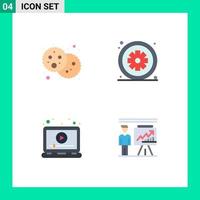 conjunto de 4 paquetes de iconos planos comerciales para anuncios de pan fiesta marketing sanitario elementos de diseño vectorial editables vector