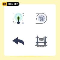 Pictogram Set of 4 Simple Flat Icons of energy arrow bulb cycle bridge Editable Vector Design Elements