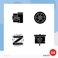 4 Universal Solid Glyphs Set for Web and Mobile Applications advertising christmas corporate tap fashion Editable Vector Design Elements