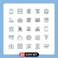 25 User Interface Line Pack of modern Signs and Symbols of hot air image balloon winner Editable Vector Design Elements