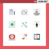 Group of 9 Modern Flat Colors Set for drop scrum communication arrows email Editable Vector Design Elements