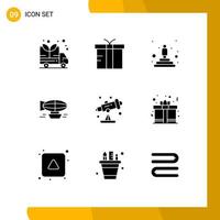 9 Creative Icons Modern Signs and Symbols of astronomy holiday podium filled ballon Editable Vector Design Elements