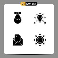 Set of 4 Modern UI Icons Symbols Signs for bomb email bulb solution tick Editable Vector Design Elements