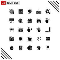 25 User Interface Solid Glyph Pack of modern Signs and Symbols of property money school cashing seo Editable Vector Design Elements