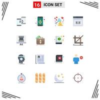 Universal Icon Symbols Group of 16 Modern Flat Colors of web mail anniversary inbox wine Editable Pack of Creative Vector Design Elements