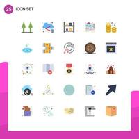 Editable Vector Line Pack of 25 Simple Flat Colors of cash money logistic coins map Editable Vector Design Elements