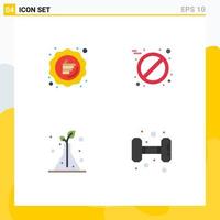 4 Thematic Vector Flat Icons and Editable Symbols of discount flask promotion pill fitness Editable Vector Design Elements