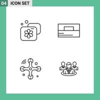 conjunto de 4 iconos de interfaz de usuario modernos símbolos signos para conexiones de alojamiento spa hombre internet de las cosas elementos de diseño vectorial editables vector