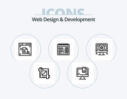 diseño web y línea de desarrollo icon pack 5 diseño de iconos. diseño. avión. diseño de fuente avion de papel. posicionamiento web vector