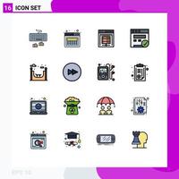 Flat Color Filled Line Pack of 16 Universal Symbols of circle life data center city seo Editable Creative Vector Design Elements