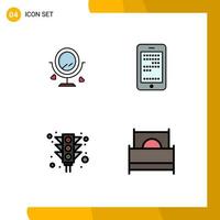 Modern Set of 4 Filledline Flat Colors and symbols such as merroir light heard cell signal Editable Vector Design Elements