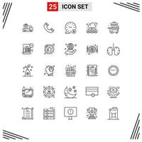 Mobile Interface Line Set of 25 Pictograms of user people time group currency Editable Vector Design Elements