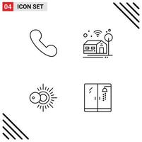 Set of 4 Modern UI Icons Symbols Signs for call plumber home sun shower Editable Vector Design Elements