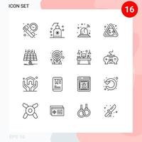 Modern Set of 16 Outlines and symbols such as panel waste spa pollution earth Editable Vector Design Elements