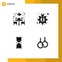 Group of Modern Solid Glyphs Set for dinner time table technical watch Editable Vector Design Elements