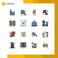 paquete de iconos de vectores de stock de 16 signos y símbolos de línea para la construcción de herramientas de mano de ferrocarriles de tren elementos de diseño de vectores creativos editables