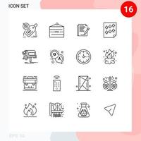 Pack of 16 creative Outlines of page data restaurant paper form Editable Vector Design Elements