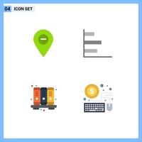 Mobile Interface Flat Icon Set of 4 Pictograms of minimize agenda marker graphic knowledge Editable Vector Design Elements