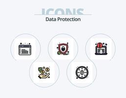 paquete de iconos lleno de línea de protección de datos 5 diseño de iconos. . web. seguridad. programación. codificación vector