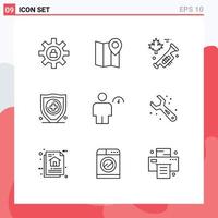 Set of 9 Modern UI Icons Symbols Signs for indicator body canada avatar protection Editable Vector Design Elements