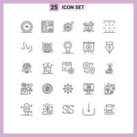 Set of 25 Vector Lines on Grid for sea security web cctv security Editable Vector Design Elements