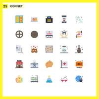 Group of 25 Modern Flat Colors Set for experiment recycle healthcare message deleted Editable Vector Design Elements