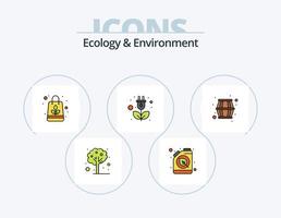 ecología y medio ambiente línea llena de icono paquete 5 diseño de icono. cerveza. luz. archivo. lámpara. energía vector