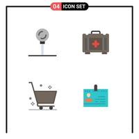 grupo de 4 iconos planos, signos y símbolos para cocinar, comercio electrónico, lollipop, tarjetas de bolsa de salud, elementos de diseño vectorial editables vector