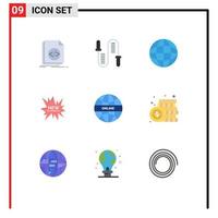 Universal Icon Symbols Group of 9 Modern Flat Colors of global tag skipping shopping globe Editable Vector Design Elements