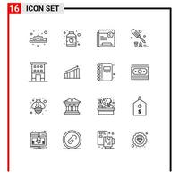 16 Universal Outline Signs Symbols of building equipment copy construction file Editable Vector Design Elements