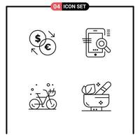 Modern Set of 4 Filledline Flat Colors and symbols such as converter configuration dollar mobile cycle Editable Vector Design Elements