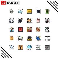 Filled line Flat Color Pack of 25 Universal Symbols of ram hardware swim window layout Editable Vector Design Elements