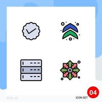 4 Thematic Vector Filledline Flat Colors and Editable Symbols of chat data social arrows server Editable Vector Design Elements