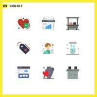 Modern Set of 9 Flat Colors and symbols such as analyst sign drink add medical Editable Vector Design Elements