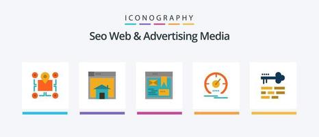 Seo Web And Advertising Media Flat 5 Icon Pack Including dashboard. website. web. design. layout. Creative Icons Design vector