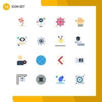 16 Universal Flat Color Signs Symbols of ruler learn process hand rangoli Editable Pack of Creative Vector Design Elements