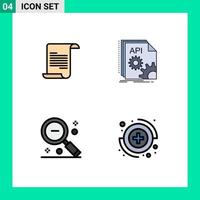 Filledline Flat Color Pack of 4 Universal Symbols of file minus api developer search Editable Vector Design Elements