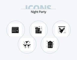 Night Party Glyph Icon Pack 5 Icon Design. celebration. night. calendar. celebration. party vector