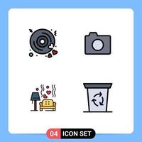 4 Creative Icons Modern Signs and Symbols of disk sofa wedding photo heart Editable Vector Design Elements