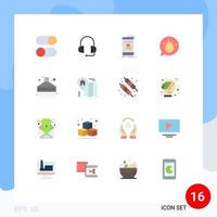 User Interface Pack of 16 Basic Flat Colors of extractor motivation box education chat Editable Pack of Creative Vector Design Elements