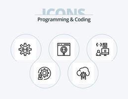 Programming And Coding Line Icon Pack 5 Icon Design. coding. app. page. programmer. development vector