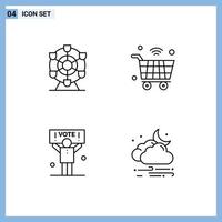 Pictogram Set of 4 Simple Filledline Flat Colors of ferris political cart iot vote Editable Vector Design Elements