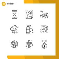 Outline Pack of 9 Universal Symbols of checklist check paper tick transport Editable Vector Design Elements