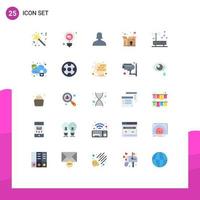 Flat Color Pack of 25 Universal Symbols of hardware shipping idea delivery woman Editable Vector Design Elements